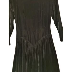Vintage Black Velvet Princess‑Waist Dress Size 10 Long Sleeve Maxi Goth Heavy